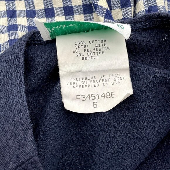 Rare Editions Short Sleeve Blue Gingham Apple Embroid Bodice Girls VTG Dress 6 - Picture 5 of 7